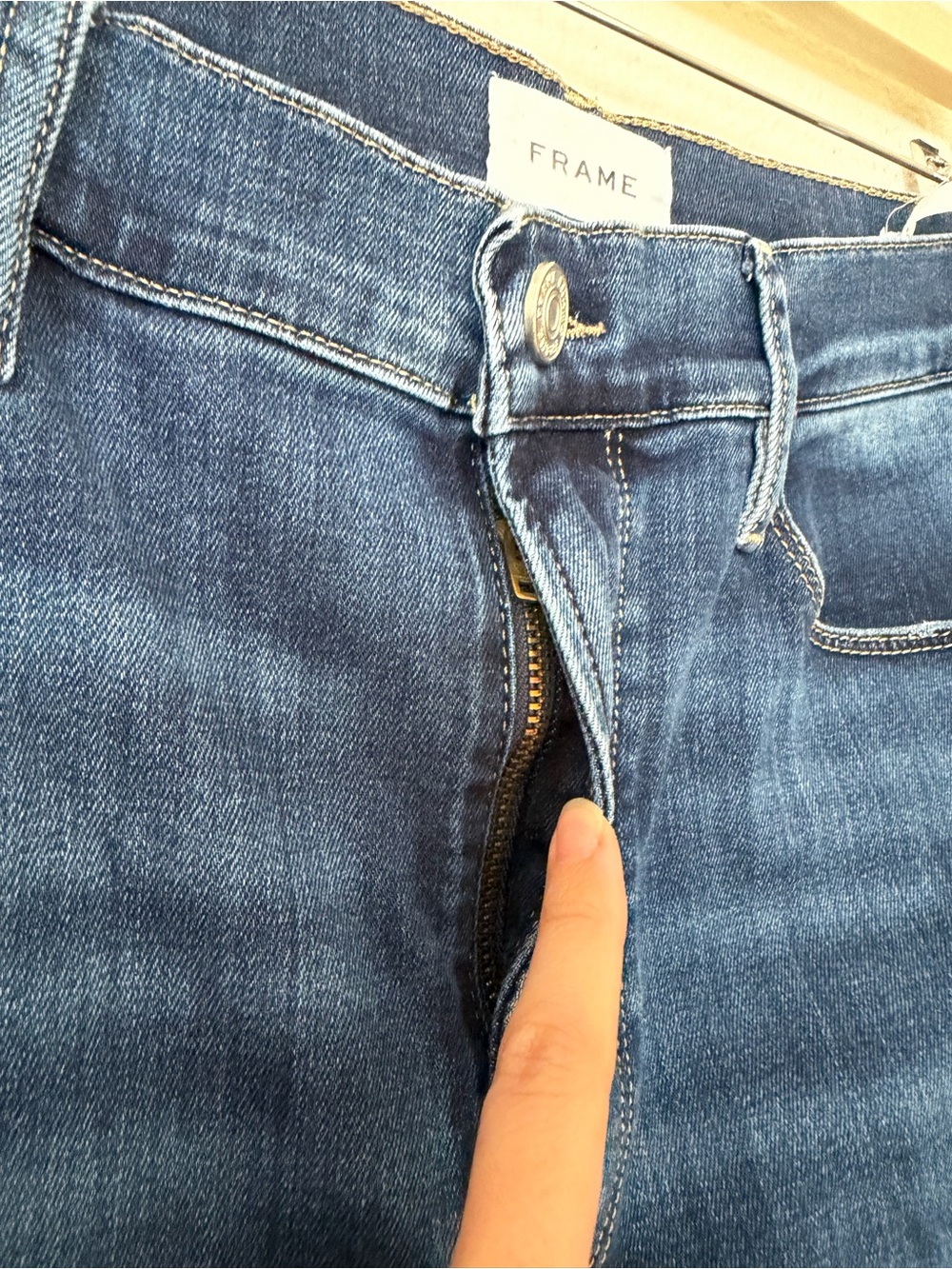 Frame Le Slim Palazzo High Rise Wide Leg Jeans Raw Fray Size 33 Denim Western - Picture 3 of 11